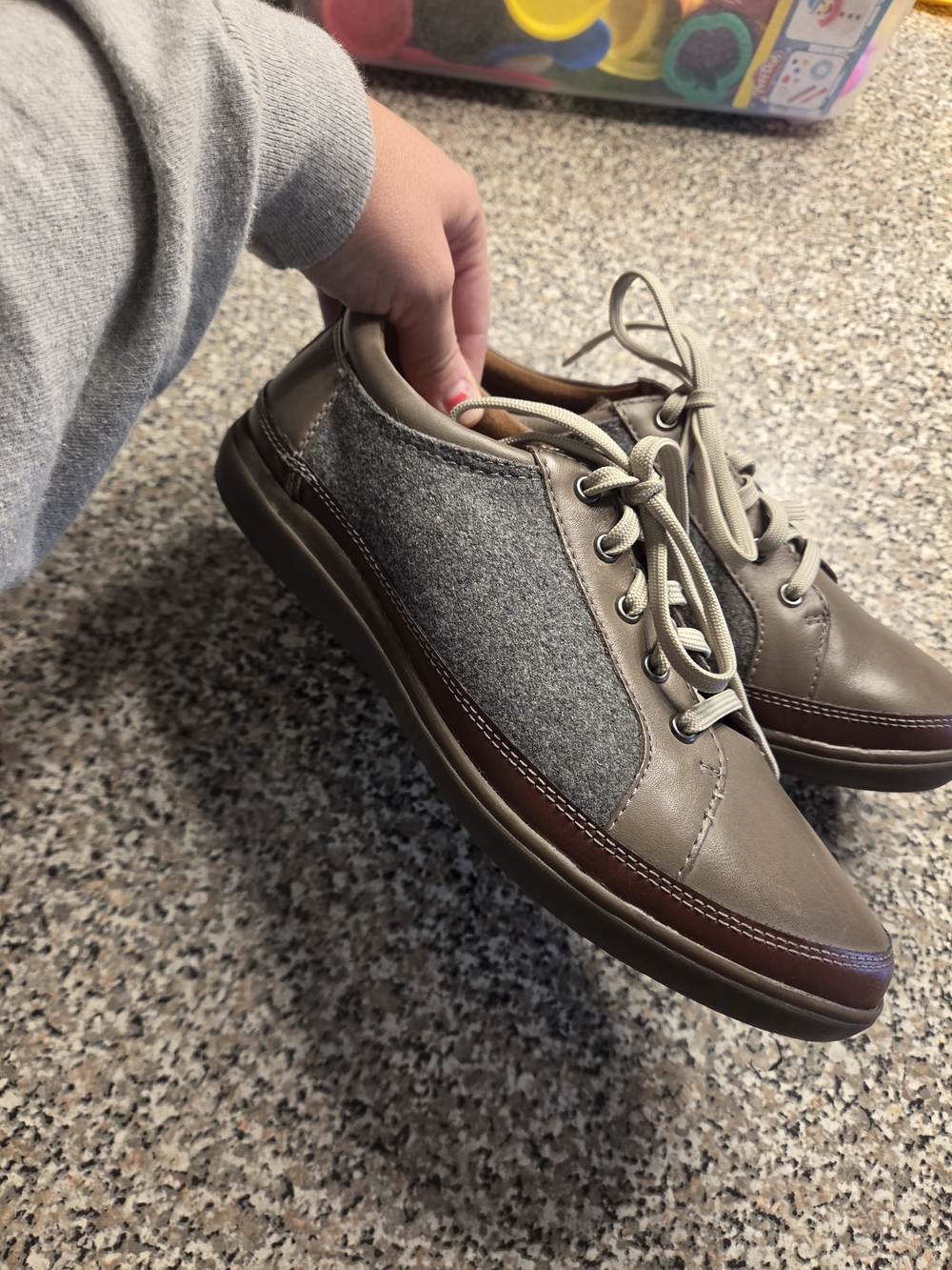 Cobb Hill by New Balance Taupe Gray and Brown Leather-Wool Sneakers